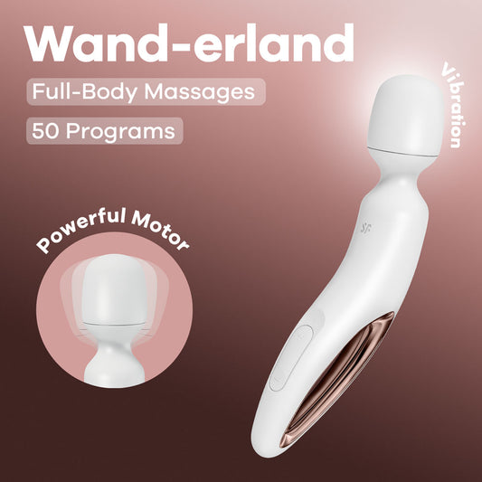 Satisfyer Wand-erland - White - White/Rose Gold USB Rechargeable Massage Wand