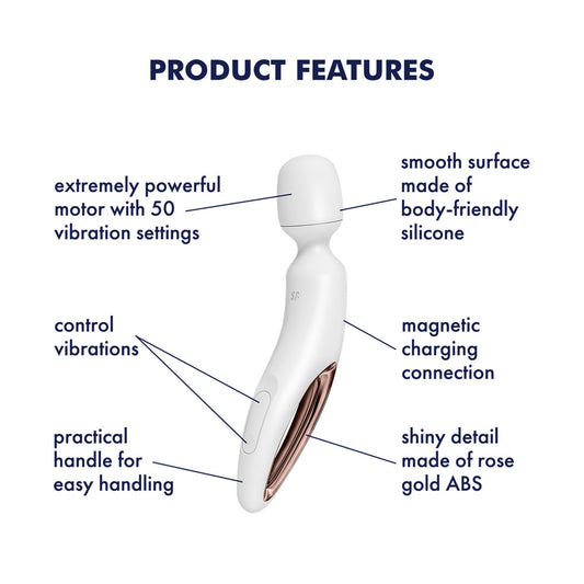 Satisfyer Wand-erland - White - White/Rose Gold USB Rechargeable Massage Wand