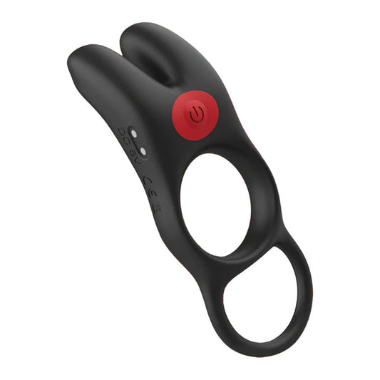 Red Dot Rings - V1 - Black USB Rechargeable Vibrating Cock Ring with Remote