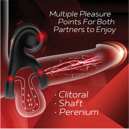 Red Dot Rings - V2 - Black USB Rechargeable Vibrating Cock & Ball Ring with Remote