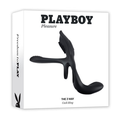 Playboy Pleasure The 3 Way - Black USB Rechargeable Vibrating Cock Ring with Wireless Remote