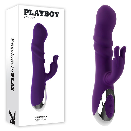 Playboy Pleasure BUNNY PUNCH - Purple 24.4 cm USB Rechargeable Twirling Rabbit Vibrator