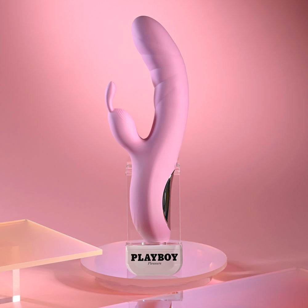 Playboy Pleasure RUB ME RIGHT - Pink 23.2 cm USB Rechargeable Thrusting Rabbit Vibrator
