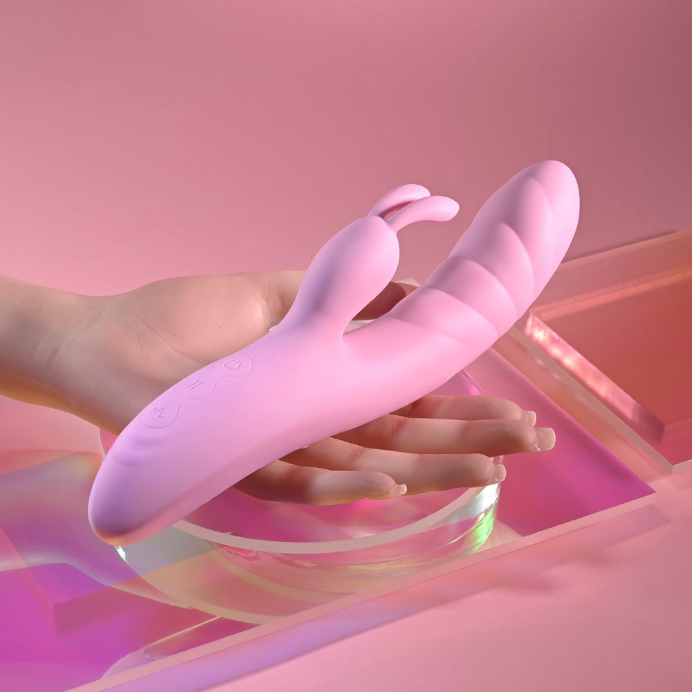 Playboy Pleasure RUB ME RIGHT - Pink 23.2 cm USB Rechargeable Thrusting Rabbit Vibrator