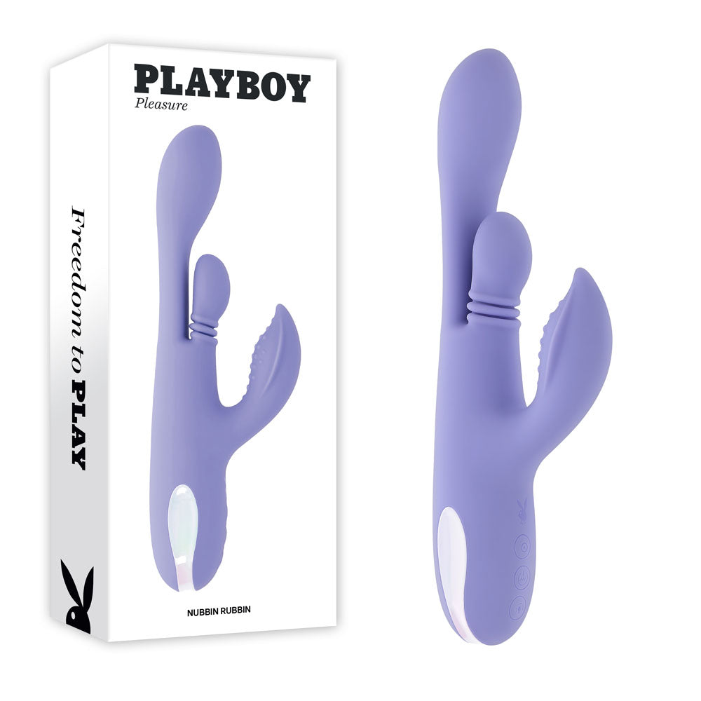 Playboy Pleasure NUBBIN RUBBIN - Purple 24.1 cm USB Rechargeable Thrusting Rabbit Vibrator