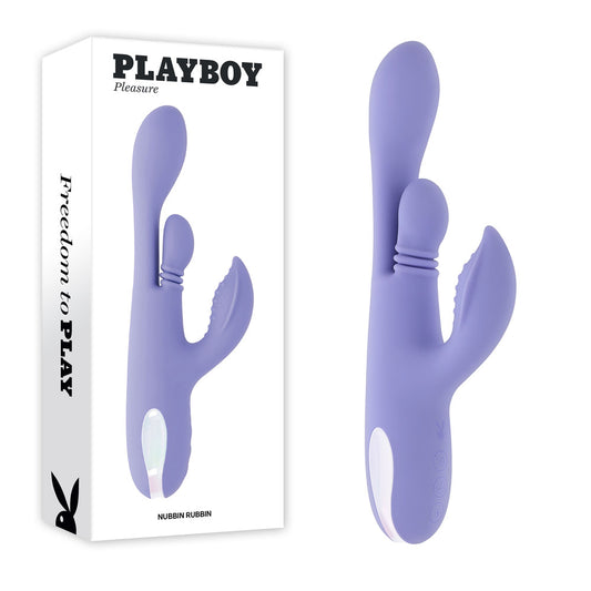 Playboy Pleasure NUBBIN RUBBIN - Purple 24.1 cm USB Rechargeable Thrusting Rabbit Vibrator